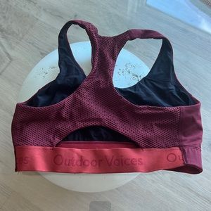 Outdoor Voices Maroon Racerback Mesh Sports Bra
